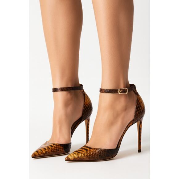 Alexandre Birman Burmese Python Ankle Strap Stiletto‎ Heels Women’s Size EU 39 - Picture 1 of 12